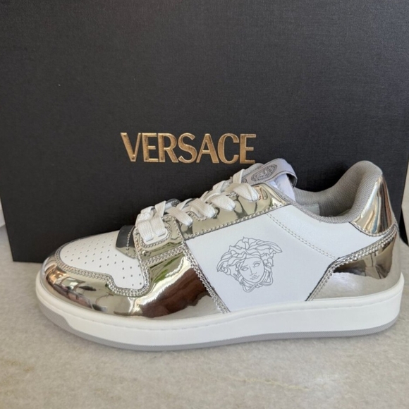 Versace MedusaMensLeather White/Silver Sneakers 11 US EU (44 - Picture 2 of 9